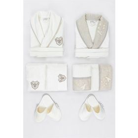 Ecocotton Ayliz %100 Organik Pamuk 10 Parça Aile Bornoz Seti