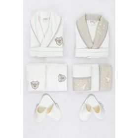 Ecocotton Ayliz %100 Organik Pamuk 10 Parça Aile Bornoz Seti