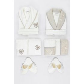 Ecocotton Ayliz %100 Organik Pamuk 10 Parça Aile Bornoz Seti