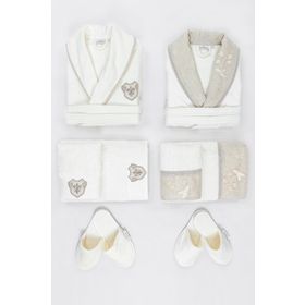 Ecocotton Ayliz %100 Organik Pamuk 10 Parça Aile Bornoz Seti