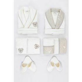 Ecocotton Ayliz %100 Organik Pamuk 10 Parça Aile Bornoz Seti