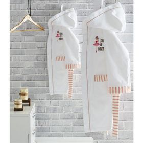 Ecocotton Balerin Beyaz Organik Pamuk 11-12 Yaş Çocuk Bornozu