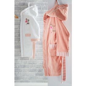 Ecocotton Balerin Pudra Organik Pamuk 9-10 Yaş Çocuk Bornozu
