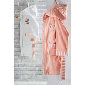 Ecocotton Balerin Pudra Organik Pamuk 9-10 Yaş Çocuk Bornozu