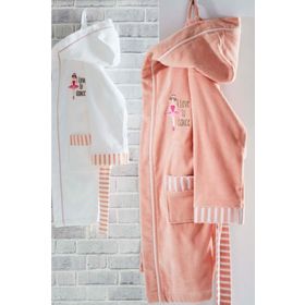 Ecocotton Balerin Pudra Organik Pamuk 9-10 Yaş Çocuk Bornozu