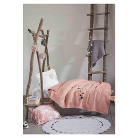 Ecocotton Berin %100 Organik Pamuk Müslin El Nakışlı Pudra Bebek Yatak Örtüsü
