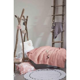 Ecocotton Berin %100 Organik Pamuk Müslin El Nakışlı Pudra Bebek Yatak Örtüsü