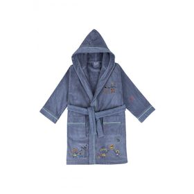 Ecocotton Carnaval %100 Organik Pamuk Nakışlı Gri Unisex Çocuk Bornoz