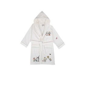 Ecocotton Carnaval %100 Organik Pamuk Nakışlı Krem Unisex Çocuk Bornoz