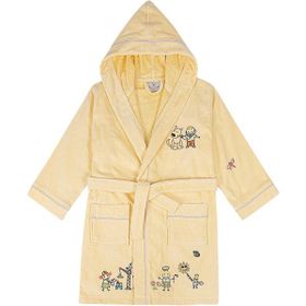 Ecocotton Carnaval %100 Organik Pamuk Nakışlı Sarı Unisex Çocuk Bornoz