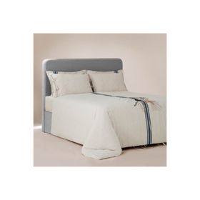 Ecocotton Charla Ekru-Lacivert 240x220 cm Çift Kişilik Nevresim Takımı