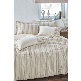 Ecocotton Delfin %100 Organik Pamuk Keten Antrasit 200x220 cm Çift Kişilik Nevresim Takımı