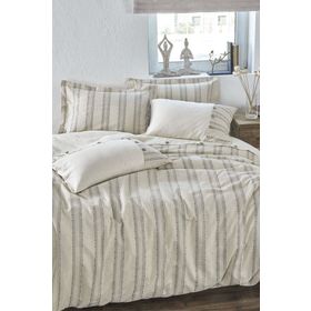 Ecocotton Delfin %100 Organik Pamuk Keten Antrasit 200x220 cm Çift Kişilik Nevresim Takımı