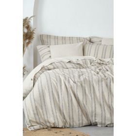 Ecocotton Delfin %100 Organik Pamuk Keten Antrasit 200x220 cm Çift Kişilik Nevresim Takımı