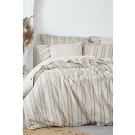 Ecocotton Delfin %100 Organik Pamuk Keten Antrasit 200x220 cm Çift Kişilik Nevresim Takımı