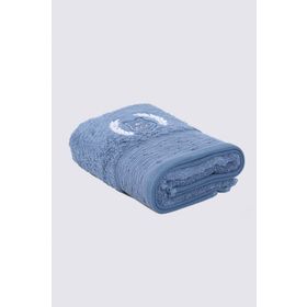 Ecocotton Derin %100 Organik Pamuk Nakışlı Koyu Mavi 50x90 CM El Yüz Havlusu