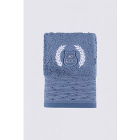 Ecocotton Derin %100 Organik Pamuk Nakışlı Koyu Mavi 50x90 CM El Yüz Havlusu