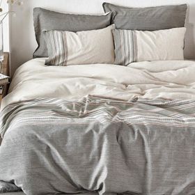 Ecocotton Dila Organik Yeşil Bej Çift Kişilik Nevresim Takımı