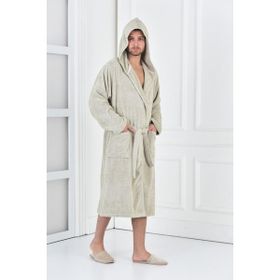 Ecocotton Ecosoft %100 Organik Pamuk Armürlü Bej Erkek Bornoz