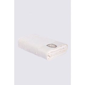 Ecocotton Ella Organik Pamuk Nakışlı Krem 80x150 CM Banyo Havlusu