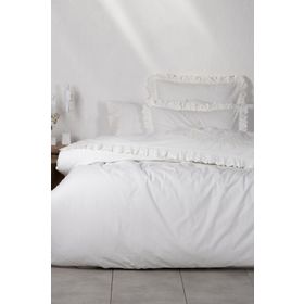 Ecocotton Elsa %100 Organik Pamuk Perkal Nakışlı Krem 200x220 cm Çift Kişilik Nevresim Takımı