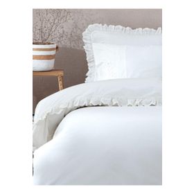 Ecocotton Elsa %100 Organik Pamuk Perkal Nakışlı Krem 200x220 cm Çift Kişilik Nevresim Takımı