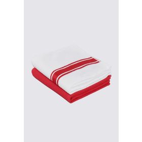 Ecocotton Elvin 2'li %100 Organik Pamuklu Özel Dokuma Kırmızı-Krem 40x60 cm Kurulama Havlusu