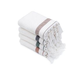 Ecocotton Galya 100 Organik Kapok Bordürlü Krem - Yeşil 50x90 CM El Yüz Havlusu