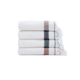 Ecocotton Galya 100 Organik Kapok Bordürlü Krem - Yeşil 50x90 CM El Yüz Havlusu