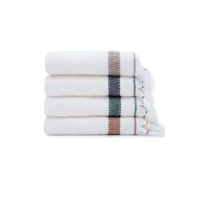 Ecocotton Galya 100 Organik Kapok Bordürlü Krem - Yeşil 50x90 CM El Yüz Havlusu