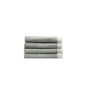 Ecocotton Hasna 50x90 cm Pamuk Keten Melanj Antrasit Haki 4'lü Havlu Seti