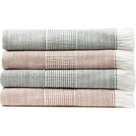 Ecocotton Hasna 50x90 cm Pamuk Keten Melanj Terra Haki 4'lü Havlu Seti