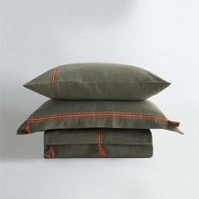 Ecocotton Hazar Battal Boy %100 Organik Pamuk Saten Parça Boya 240x220 cm Yeşil Nevresim Takımı