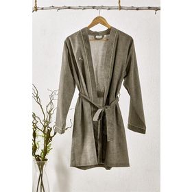 Ecocotton Helen Kadın Pamuk Keten Yeşil Sabahlık