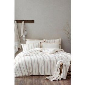 Ecocotton İzgi Çift Kişilik 100 Organik Pamuk Müslin Bej 200x220 cm Nevresim Takımı