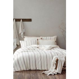 Ecocotton İzgi Çift Kişilik 100 Organik Pamuk Müslin Bej 200x220 cm Nevresim Takımı