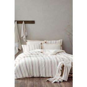 Ecocotton İzgi Çift Kişilik 100 Organik Pamuk Müslin Bej 200x220 cm Nevresim Takımı