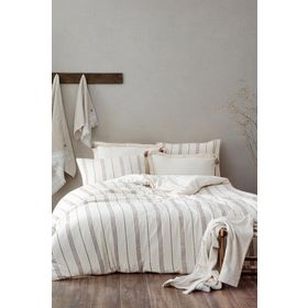 Ecocotton İzgi Çift Kişilik 100 Organik Pamuk Müslin Bej 200x220 cm Nevresim Takımı
