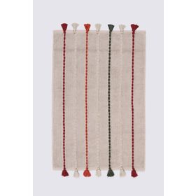 Ecocotton Katari %100 Organik Pamuk El Nakışlı Bej 50x80 cm Banyo Paspası