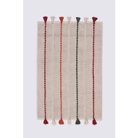 Ecocotton Katari %100 Organik Pamuk El Nakışlı Bej 50x80 cm Banyo Paspası