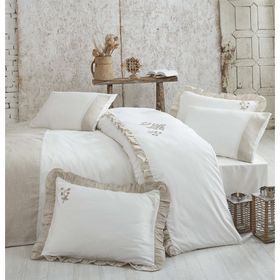 Ecocotton Krem Ayliz Battal Boy Nevresim Takımı