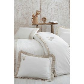 Ecocotton Krem Ayliz Battal Boy Nevresim Takımı