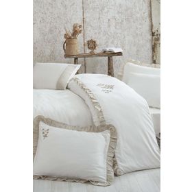 Ecocotton Krem Ayliz Battal Boy Nevresim Takımı