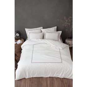 Ecocotton Maritime Battal Boy 100 Organik Pamuk Saten Nakışlı Bej 240x220 cm Nevresim Takımı