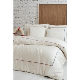 Ecocotton Maritime Battal Boy 100 Organik Pamuk Saten Nakışlı Bej 240x220 cm Nevresim Takımı