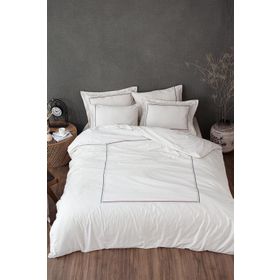 Ecocotton Maritime Battal Boy 100 Organik Pamuk Saten Nakışlı Bej 240x220 cm Nevresim Takımı
