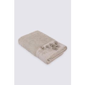 Ecocotton Masal 100 Organik Pamuk El Nakışlı Bej 80x150 cm Banyo Havlusu
