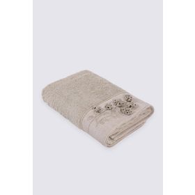 Ecocotton Masal 100 Organik Pamuk El Nakışlı Bej 80x150 cm Banyo Havlusu