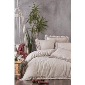 Ecocotton Miranda %100 Keten Parça Boya Bej 240x220 cm Battal Boy Nevresim Takımı