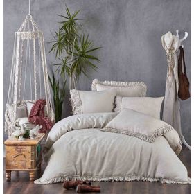 Ecocotton Miranda Çift Kişilik %100 Keten Bej 200x220 cm Nevresim Takımı